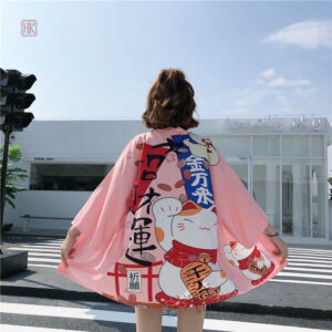 Veste kimono femme rose élégante et stylée