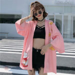 Veste kimono délicate en rose pour femme