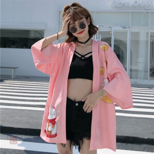 Veste kimono délicate en rose pour femme