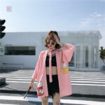 Veste tendance rose inspirée du Japon pour femme