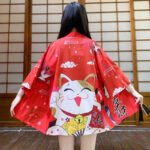 Veste kimono rouge pour femmes
