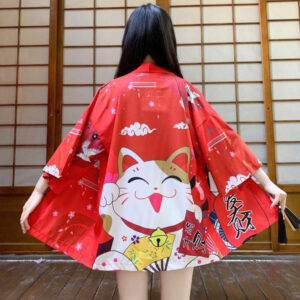 Veste kimono rouge pour femmes