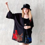 Veste kimono japonaise à motif skull, style décontracté