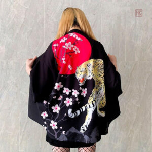 Veste kimono femme avec motif tigre