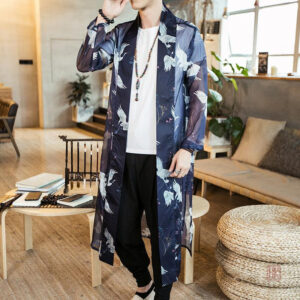Kimono japonais léger pour homme, design élégant en transparence