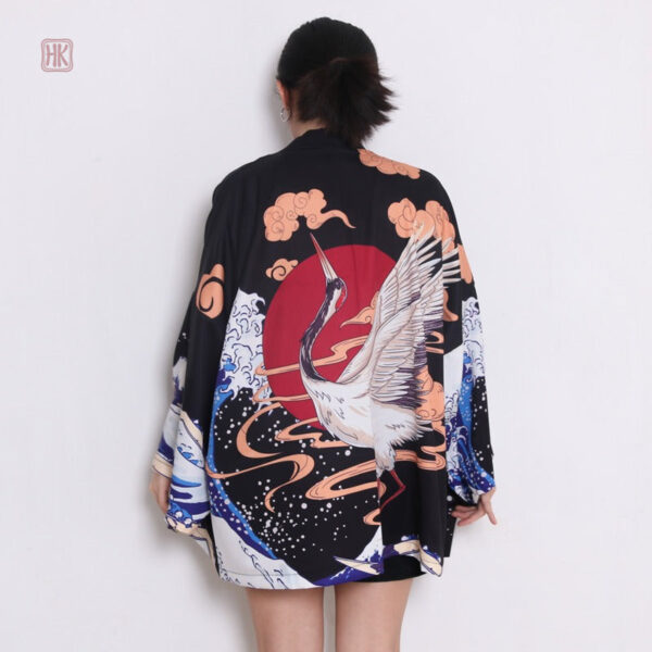 veste-kimono-japonais-tsuru-1 Veste Kimono Tsuru Femme élégante et stylée