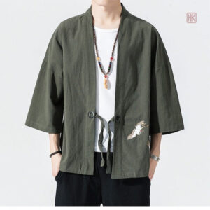 Kimono vert traditionnel à manches larges