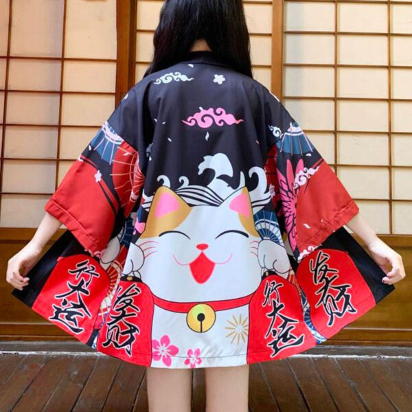veste-kimono-japonaise-neko-1 Veste Kimono Femme Neko au style japonais élégant