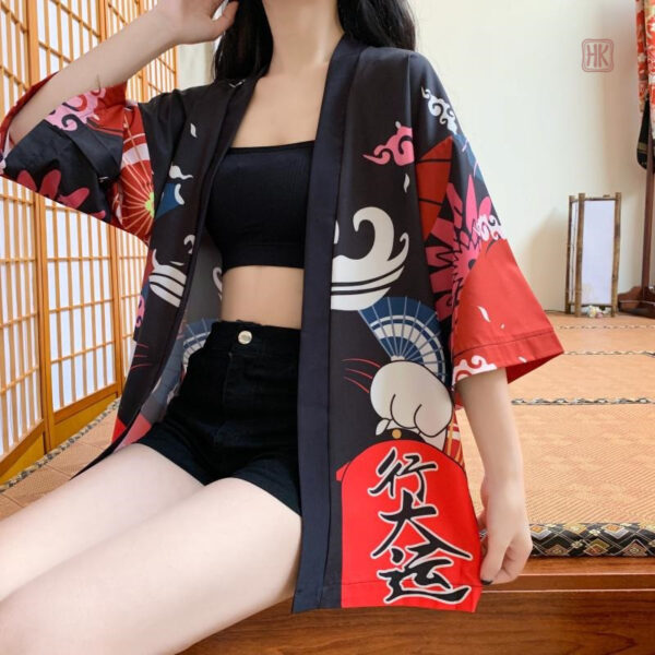 Kimono japonais Neko, parfait pour un look décontracté