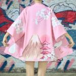 Veste kimono japonaise rose pour femme