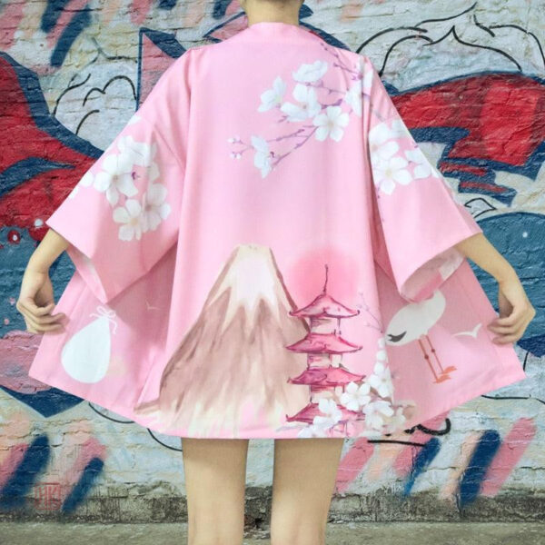 veste-kimono-japonaise-rose-1 Veste kimono japonaise rose pour femme