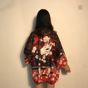 Kimono femme avec motif Kitsune, style unique