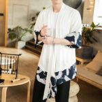 Veste Kimono Long Japonais Blanc pour homme