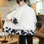 Veste japonaise légère pour homme en blanc