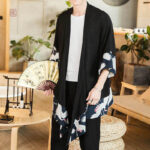 Veste longue inspirée du design japonais, couleur noire