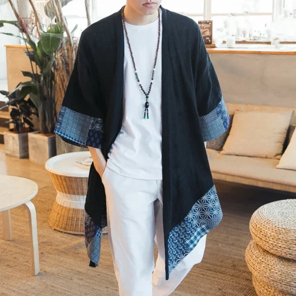 veste-kimono-longue-design-1 Veste kimono longue pour homme au design élégant