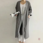Veste kimono longue en lin pour femme