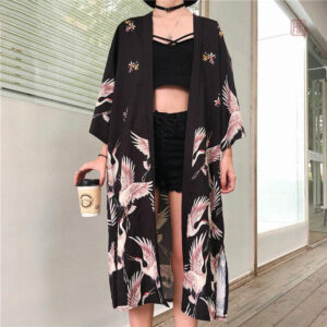 Veste Kimono Longue Femme en style japonais