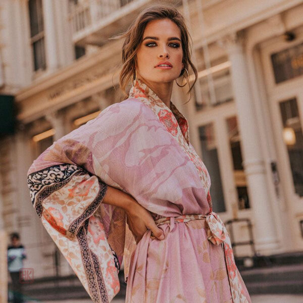 veste-kimono-longue-rose-1 Veste kimono longue rose pour femme