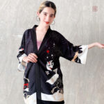 Veste Kimono féminine avec design Masque Kitsune