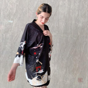 Élégante veste kimono avec motif inspiré du Kitsune