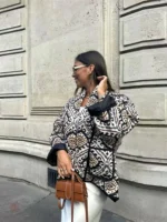 Veste kimono stylée avec design matelassé