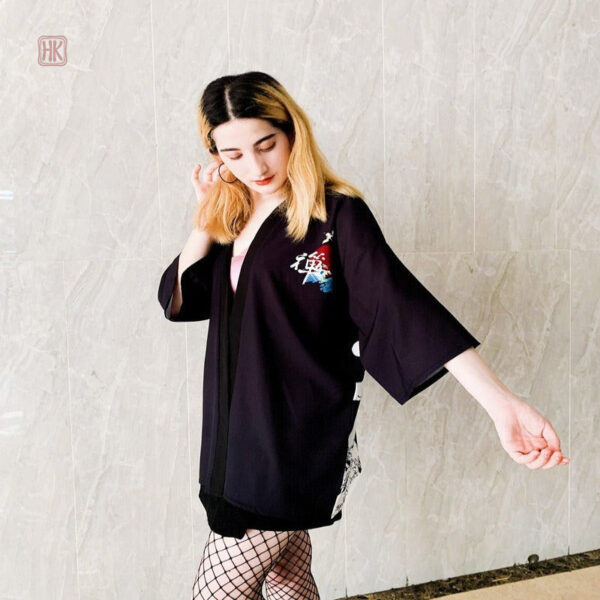 Veste kimono féminine avec design samouraï Neko