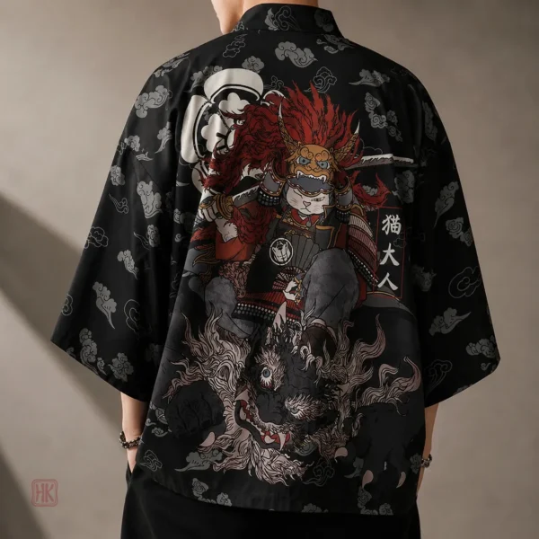 veste-kimono-neko-samourai-homme-1 Veste Kimono Neko Samourai pour homme