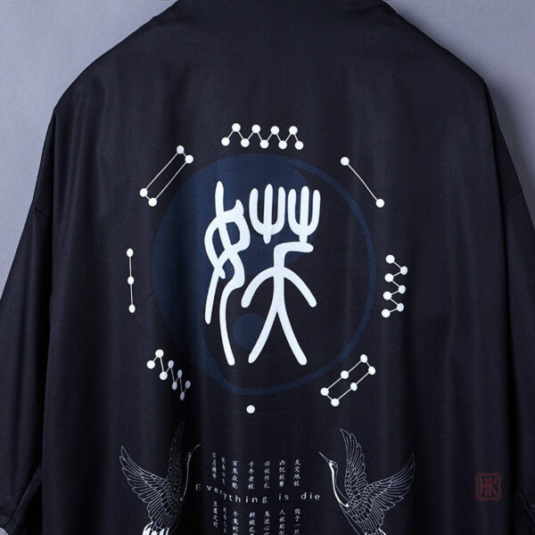 Veste kimono homme en tissu noir
