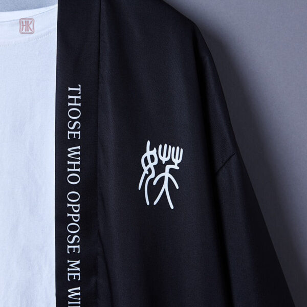 Veste homme en noir, style kimono moderne