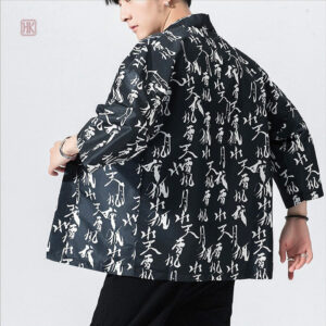 Veste légère en noir, style kimono pour homme
