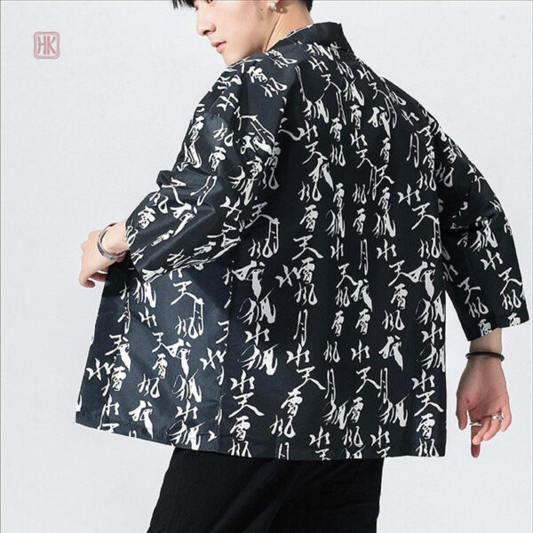 Veste légère en noir, style kimono pour homme