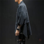 Veste kimono en lin noir, parfaite pour la saison estivale