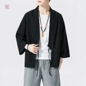Veste kimono noire élégante pour homme