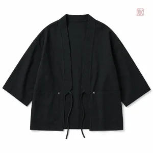 Veste légère style kimono en noir pour homme