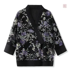 Veste kimono femme avec motifs floraux élégants