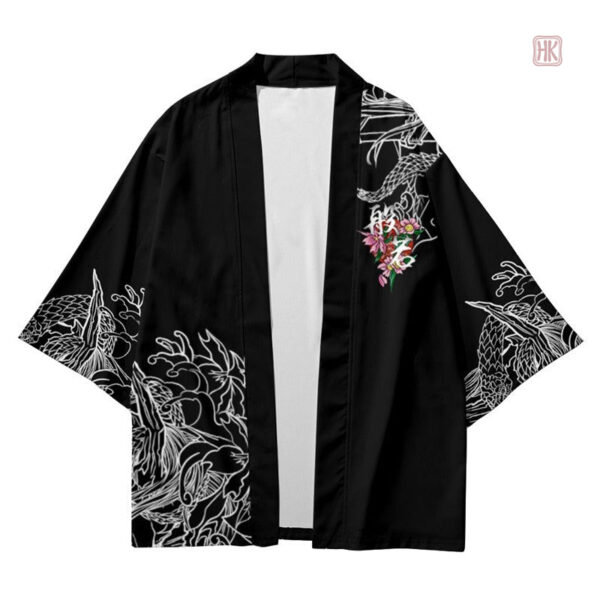 Veste kimono avec motif de couteau, look unique