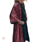 Veste kimono pailletée pour femme élégante