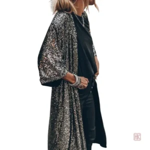 Veste kimono scintillante, parfaite en soirée