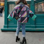 Veste Kimono Rembourrée à Motifs Géométriques pour femme