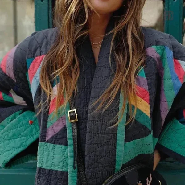 Kimono femme rembourré avec motifs géométriques modernes