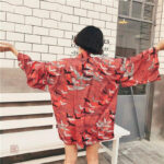 Veste légère style kimono, couleur rouge vif