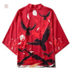 Veste kimono pour homme, couleur rouge vibrante