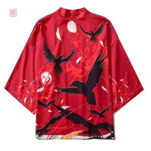 Veste kimono pour homme, couleur rouge vibrante