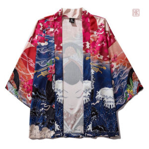 Kimono en satin inspiré de la culture Geisha