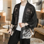Kimono homme en satin avec motif loup