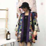 Veste Kimono avec motif tête de mort, look audacieux