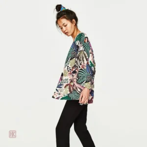 Kimono Femme avec motif tropical coloré