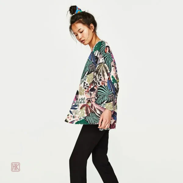 Kimono Femme avec motif tropical coloré