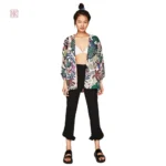 Veste Kimono à imprimé floral tropical